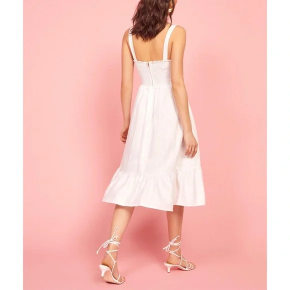 NEW Reformation Dolci Linen Dress White 12